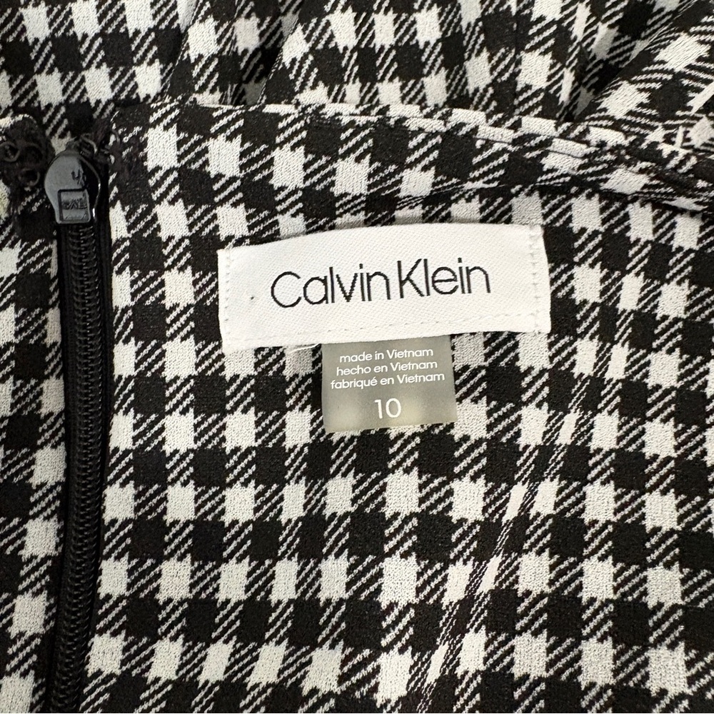 Calvin Klein Black Gingham Check Sleeveless Fit & Flare Dress - Picture 10 of 15